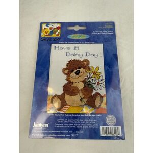 Vintage Janlynn Suzys Zoo Daisy Bear Counted‎ Cross Stitch Kit 038-0203 5x7 New